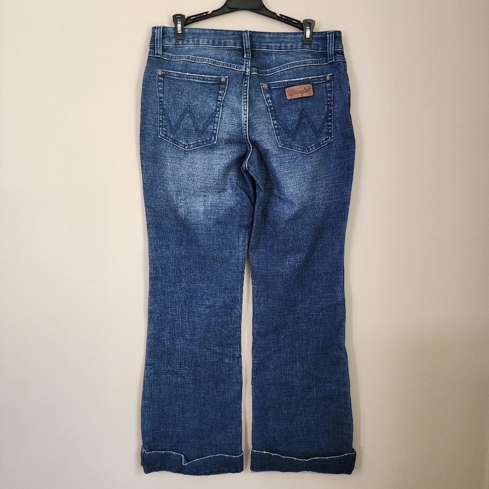 Wrangler Denim Jeans Women's Blue Size 9 / 34 Wide Leg flare leg - Picture 7 of 11